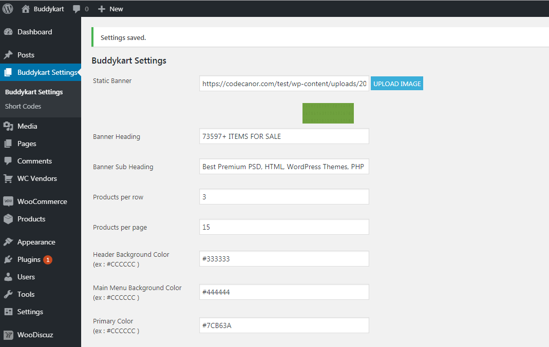 Buddykart Settings