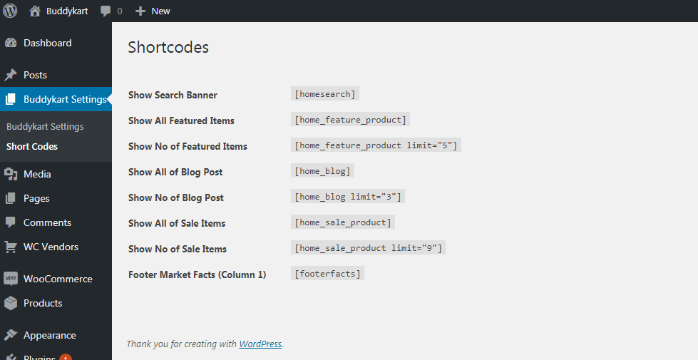 Shortcodes