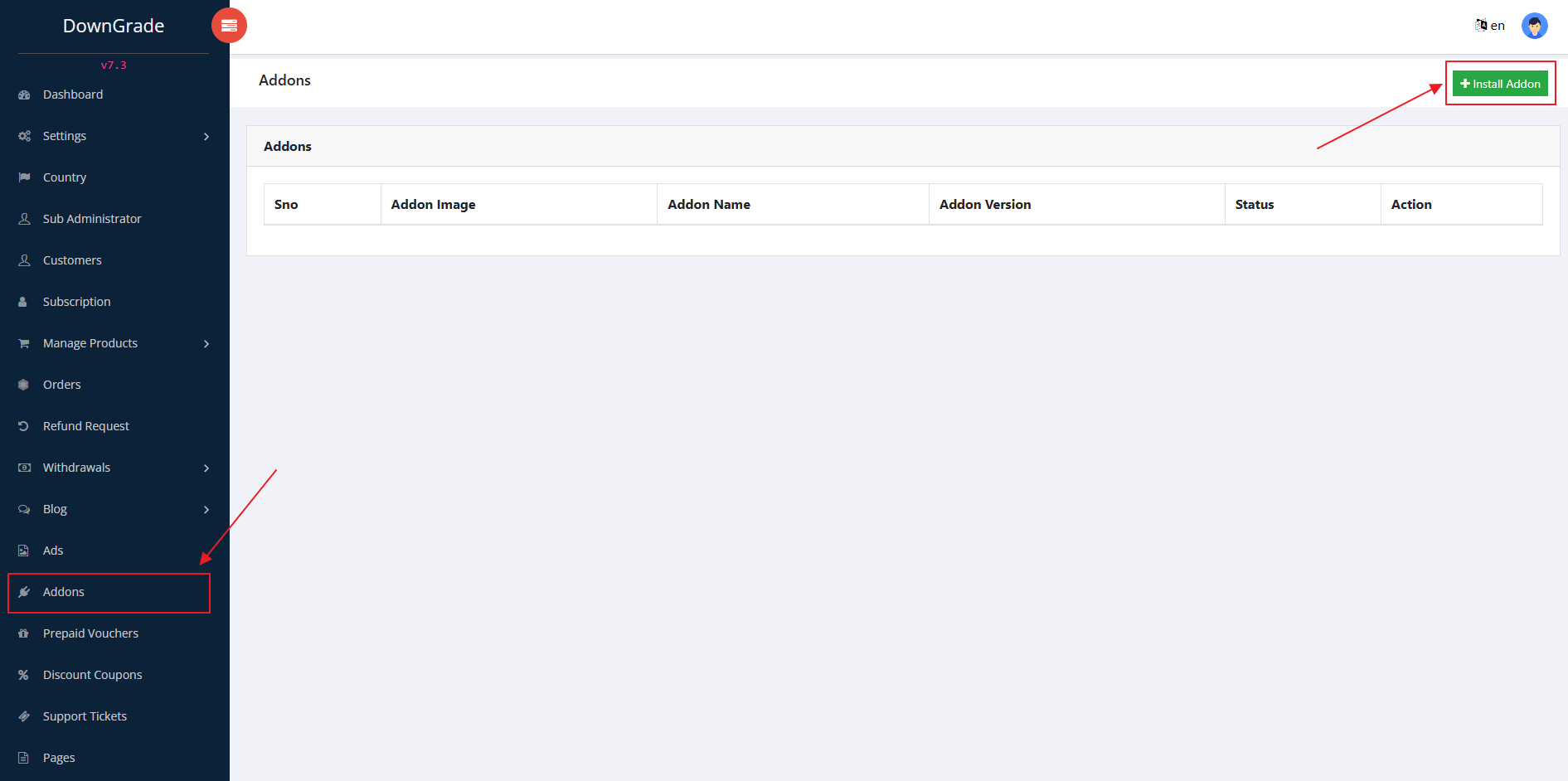 Install Addon