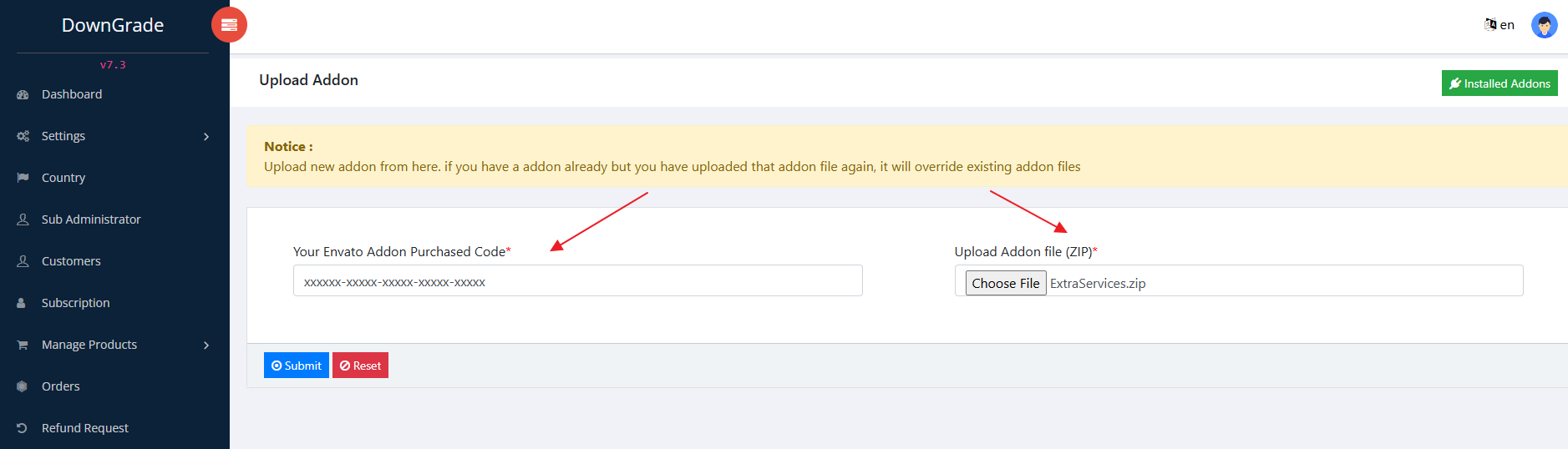 Install Addon
