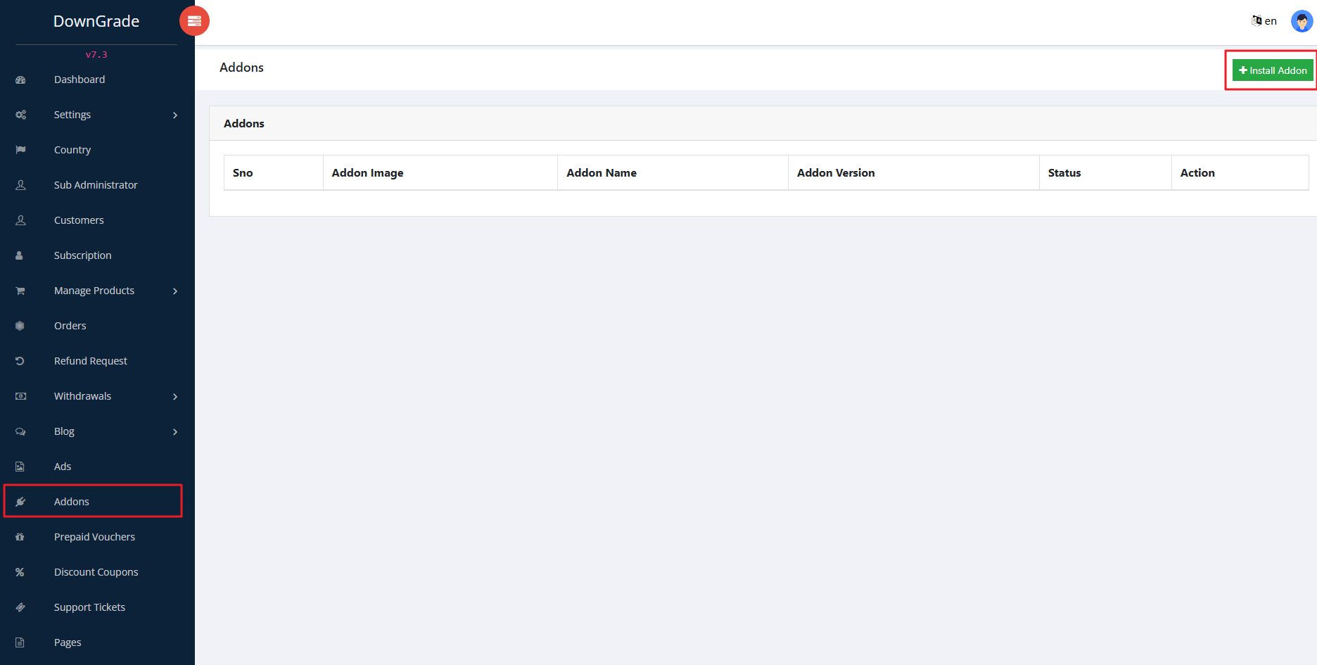 Install Addon