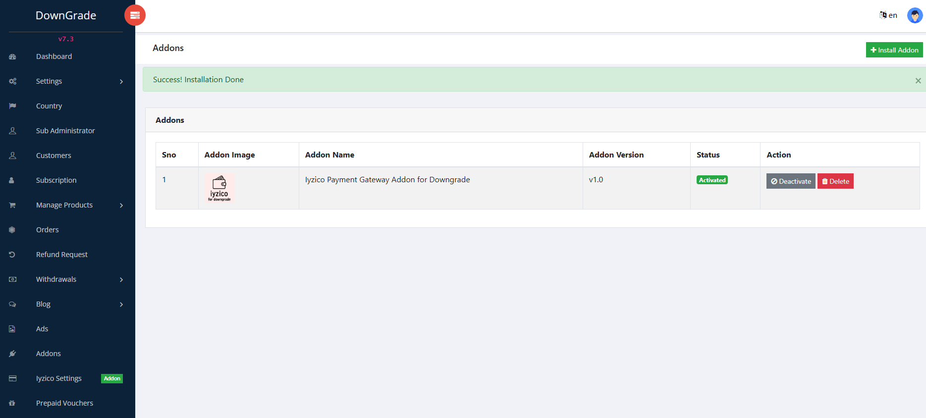 Install Addon