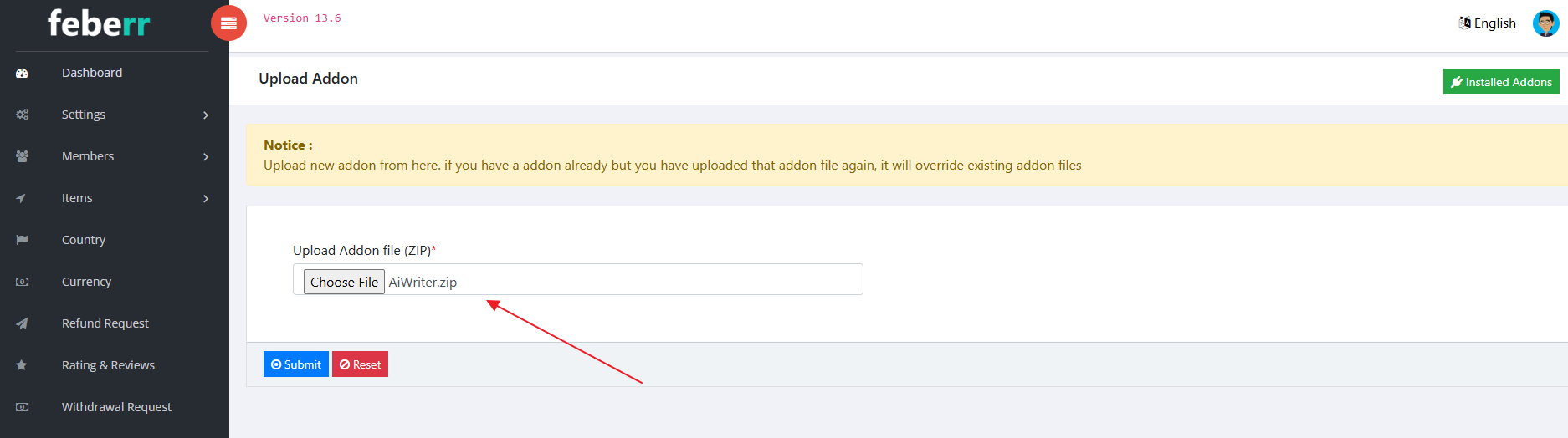 Install Addon