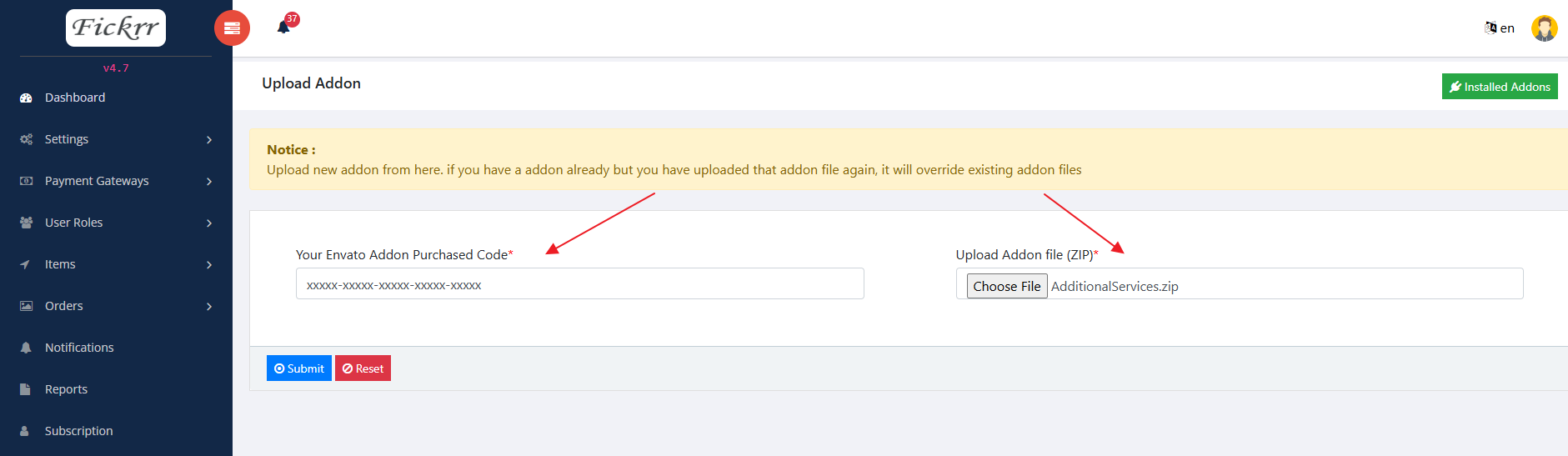 Install Addon