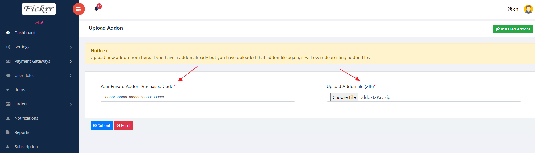 Install Addon